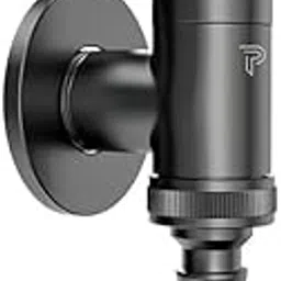 Pixaflo Compact Washing Machine Bib Tap with Wall Flange | Utility Tap for Home & Kitchen | Black Finish-picture-17