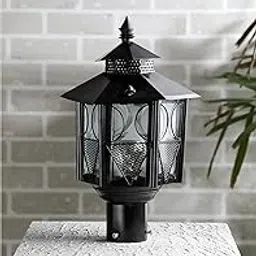Black Iron and Glass Gate Light | Fixed Mount Outdoor Garden | Field Gate Roof Lighting Fixture | Durable Exterior Lamp – 1 Piece-picture-27