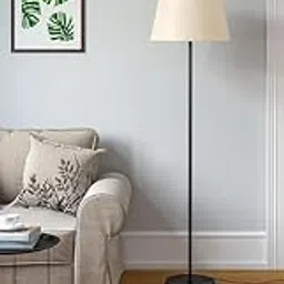 APPLIFY Floor Lamp Standing Modern Silver 5ft Height with Off White Lampshade 16 inches Diameter for Living Room Corner, Bedroom, Home, Hotel, Office-picture-45