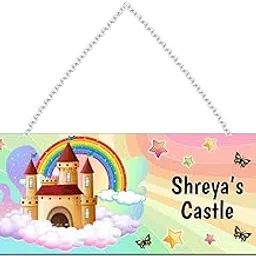 FABTODAY Rainbow Personalized Kids Name Plate with Hanging Chain | Birthday Gift for Kids | Birthday Return Gift | Kids Room Decor | Size: 11.5 x 5 inches | Name - Shreya-picture-19