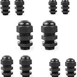 EZFIT Long Threads Cable Gland 10 Pack Plastic Waterproof Adjustable 3-13mm Cable Connectors PG7 PG9 PG11 PG13.5 PG16 Cable Glands Joints With Gaskets Enough Thread (Long Thread)-image-41