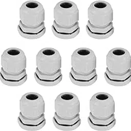 Juvielich 10Pcs Waterproof Plastic PG16 Cable Glands Joints Adjustable Connector Silver for 10-13mm Dia Cable-image-91