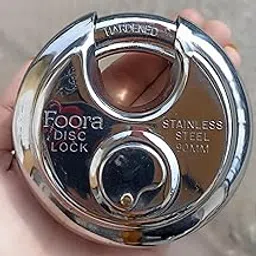 Foora Disc 90mm Door Polished Steel Lock with with 4 Hi-Tech Brass Separate Keys (Silver) Home Shutter Lock,Stainless Steel, Hardened Shackle, Glossy Rust Resistance.(Original Picture)-image-16