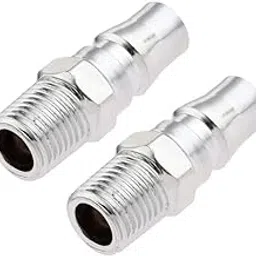 PM-20 Air Compressor Coupler Hose Adaptor Quick Connector Fitting C-Type Quick Release Airline Connectors Hose Tail Thread Fittings Hose Connector #STEEL PACK OF 2 PCS (PM-20)-image-0