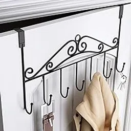 ZITWA Art Door Hanger with 7 Hooks, Over The Door Hanger Rack,Metal Heavy-Duty Door Hanger Hook Storage Organizer for Hanging-picture-21