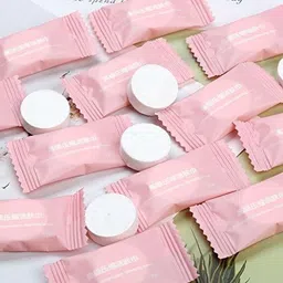 generic Magic Tablet Coin Tissue Mini Compressed Towels Disposable Tablet Towel Cotton Coin Tissue Wipes for Travel Camping Beauty[PACK OF 80 Coin Candy Tablet ] image 1