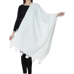 brikshi Womens Woolen Shawl | Stylish Woolen Stoles | Winter Shawl for Womens & Girls (White)||K405 image 1