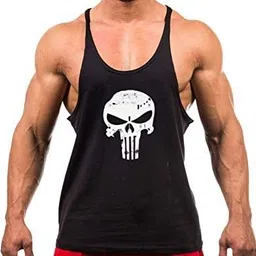 the blazze Men's Gym Vest Muscle Tee Tank Top Gym Tank Stringer (Skull) image 1