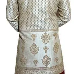 raj design studio Men's Cream INDOWESTERN Gold B/P With Maroon Harem image 2
