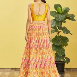 FABPIXEL Embroidered Sequinned Semi-Stitched Lehenga & Unstitched Blouse With Dupatta image 5