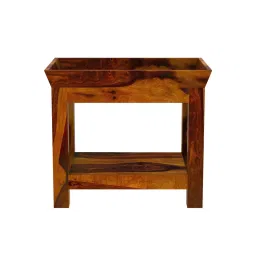 woodenmood Simple Solid Wood Bedside Table in Honey Finish image 3