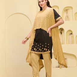 First Resort by Ramola Bachchan Women Embroidered Longline Waterfall Shrug image 4