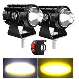 SONSOU Universal Fog Light Lamp Projector Mini driving Lens Spotlight Led for Motorcycle Headlight White and yellow set of 2 image 1