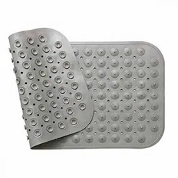 PRANIJ Anti Slip Rectangle PVC Bathroom Mat with Suction Cup Drain Hole - 36 x 70cm (Grey) image 1