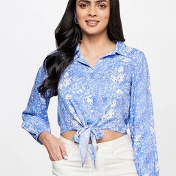Global Desi Floral Print Tie-Ups Top image 1