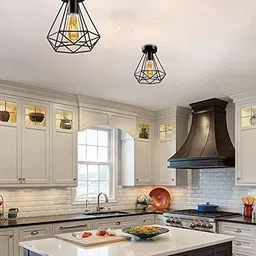 DECOFOLD Black Ceiling Lamps for Living Room/Hanging Lamps for Home Decoration, Metal (CL Diamond, Pack of-1 Without Bulb) image 3