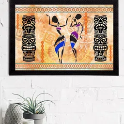 eCraftIndia Orange & Black Tribal Theme Satin Matt Texture UV Art Painting-picture-28