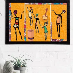 eCraftIndia Orange & Black Tribal Theme Satin Matt Texture UV Art Painting-image-95