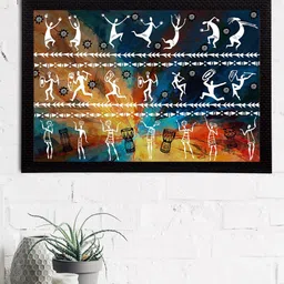 eCraftIndia White & Black Tribal Theme Satin Matt Textured UV Wall Art-image-33