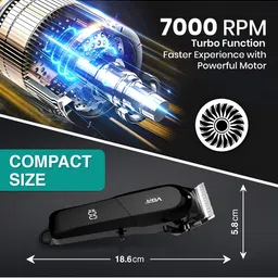 VGR Limited Edition Hair Clipper With 6 Ultra-Sharp Blades VL-118 - Black image 5