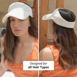Hair Drama Co. Women Ribbed Summer Beret Visor Sun Hat Cap for UV Protection White image 2
