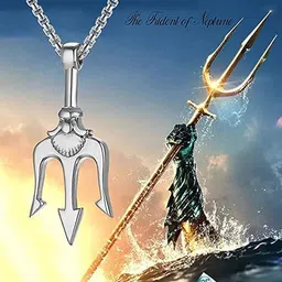 karishma kreations Lord Shiva Trident Pendant Stainless Steel Ancient Greece Amulet Necklace Poseidon Pendant Ancient Greece Necklace for Men Women Gift for Sailor image 2