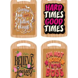 CVANU Brown & Pink 4 Pieces Life Quotes Wooden Wall Hanging-picture-49
