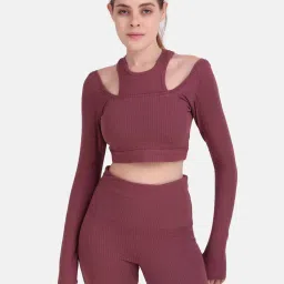 Wear Jukebox Women Maroon Textured Power Move Cutout T-shirt-picture-17