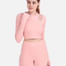 Wear Jukebox Women Peach Textured Power Move Cutout T-shirt-picture-16