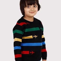 JoE Hazel Boys Self Design Long Sleeves Acrylic Pullover image 3