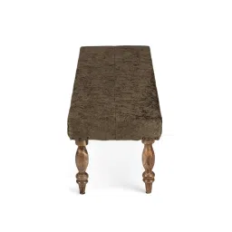 Ikiriya Cairo Sheesham Wood Accent Bench Green Sparkle Velvet Teak Finish (1 Year Warranty) image 3