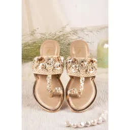 House of Vian Eva Gold Embellished Kolhapuris image 1