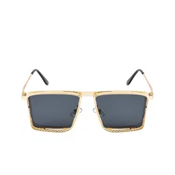 Ted Smith Unisex Grey Lens & Gold-Toned Square Sunglasses with UV Protected Lens image 4