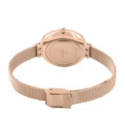 Obaku Women Pink Brass Dial & Rose Gold Toned Stainless Steel Bracelet Style Straps Analogue Watch image 4
