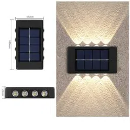 tech logo electronics 4 Way Wall Outdoor Solar Light Fence Decor Light Outdoor Two Way Up Down Waterproof Solar Led Wall Decor Lamp Auto On Off Light Sensor Wall Mount Solar Light-Yellow (1) image 5