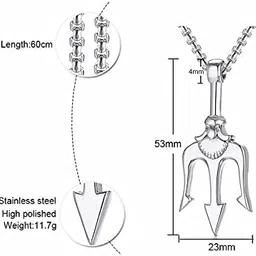 karishma kreations Lord Shiva Trident Pendant Stainless Steel Ancient Greece Amulet Necklace Poseidon Pendant Ancient Greece Necklace for Men Women Gift for Sailor image 5