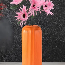 LASAKI Orange Textured Ceramic Cylindrical Flower Vase-picture-12