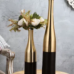 Decor de Maison Brown & Black Champagne Bottle Flower Vase image 1