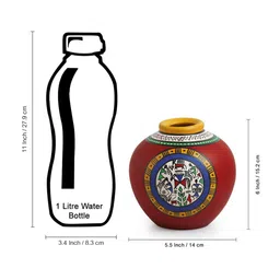 ExclusiveLane 2 Pcs Blue & Maroon Printed Terracotta Vases image 4