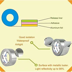 TJIKKO aluminium foil tape self-adhesive 72 mm width 20-meter length for sealing joints/seams against moisture and vapour (Silver)(set of 1) image 3