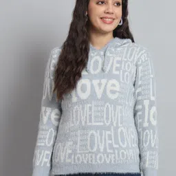Chemistry Typography Printed Hooded Woolen Pullover Sweater-image-2