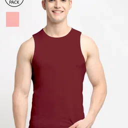 Friskers Men Pack Of 2 Solid Pure Cotton Innerwear Gym Vests-picture-14