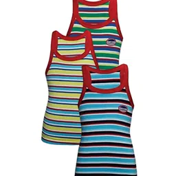 Bodycare Kids Boys Pack Of 3 Assorted Striped Cotton Innerwear Vests-picture-39