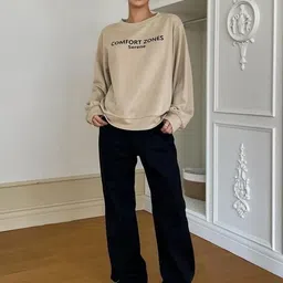 sxv style SXV 'Comfort Zones’ Printed Cool Aesthetic Drop Shoulder Oversized Sweatshirt image 3