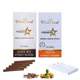 White Leaf Premium Herbal Smokes Cigarettes - Tobacco and Nicotine Free Combo Pack of Clove, Frutta Flavour Smoke (20 Sticks) image 1