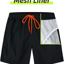 ainiko Men's Swim Truncks Quick Dry Breathable Nylon Shorts with Mesh Liner and Pockets image 4