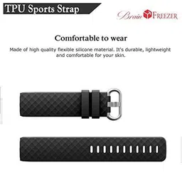 Brain Freezer Silicone Watch Strap Compatible with Fitbit Charge 4 / Fitbit Charge 3 / Fitbit Charge 3 SE Band, Soft Replacement Wristband Waterproof for Women Men (Black) (Watch Not Included) image 4