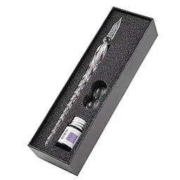 generic ARTISTERY Glass Dipping Bottled Ink Pen Set Vintage Elegant Crystal Glass Signature Pen, Random Color with Ink Bottle image 1