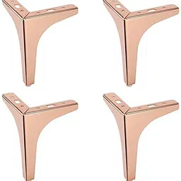 steel art craft Steel Art Craft-Sofa Hardware Leg 4 Inch / 10 Cms Sofa Furniture Golden Glossy Finish Heavy Model Y Design Sofa Leg Set of 4(Rose Gold) image 1