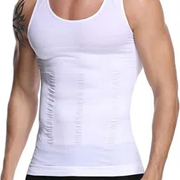elixity Men's Compression Tank Top, Slimming Body Shaper Vest, Abs Abdomen Slim Stretchable Tummy Control Undershirts for Men for Gym, Workout (S to 3XL) (Set of 1,2,3,4) image 4